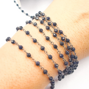 Blue Sun Stone Black Rhodium 925 Sterling Silver Wire Chain